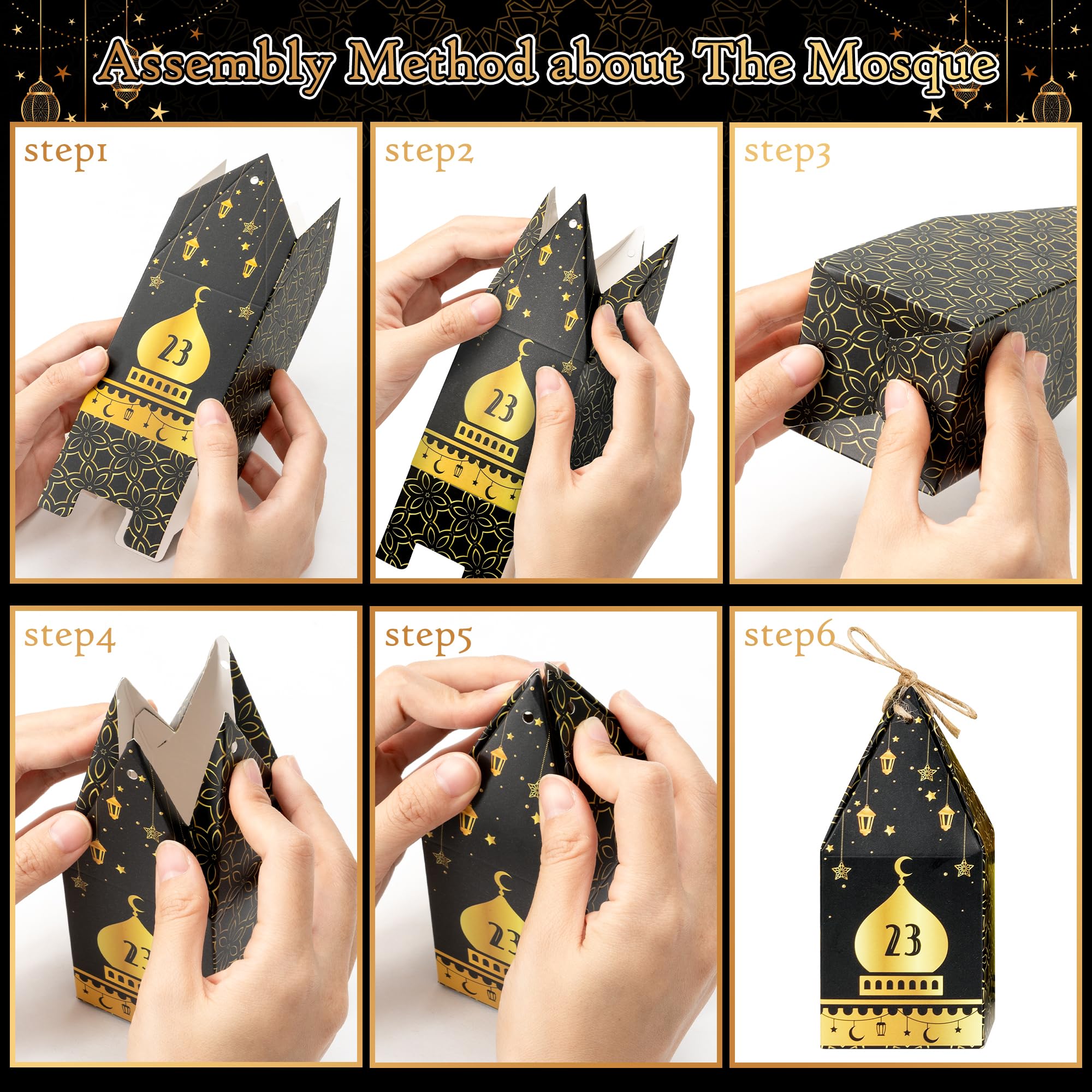 WATINC Ramadan Advent Calendar Decorations - 32pcs DIY Eid Mubarak Countdown Calendar, 30 Days Eid Advent Calendar Refillable Gi